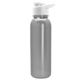 aerial view a silver bottle & white lid terrain - 24 oz metallike bottle with drink thru lid, image 1 of 2