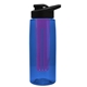 a transparent blue bottle & black lid & violet infuser the flair - 26 oz transparent tritan(tm) bottle with drink thru lid and large infuser