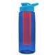 a transparent blue bottle & cyan lid & red infuser the flair - 26 oz transparent tritan(tm) bottle with drink thru lid and large infuser