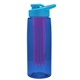 a transparent blue bottle & cyan lid & violet infuser the flair - 26 oz transparent tritan(tm) bottle with drink thru lid and large infuser