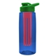 a transparent blue bottle & green lid & red infuser the flair - 26 oz transparent tritan(tm) bottle with drink thru lid and large infuser