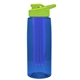 a transparent blue bottle & lime green lid & blue infuser the flair - 26 oz transparent tritan(tm) bottle with drink thru lid and large infuser