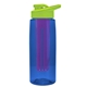 a transparent blue bottle & lime green lid & violet infuser the flair - 26 oz transparent tritan(tm) bottle with drink thru lid and large infuser