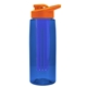 a transparent blue bottle & orange lid & blue infuser the flair - 26 oz transparent tritan(tm) bottle with drink thru lid and large infuser