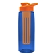 a transparent blue bottle & orange lid & orange infuser the flair - 26 oz transparent tritan(tm) bottle with drink thru lid and large infuser