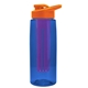 a transparent blue bottle & orange lid & violet infuser the flair - 26 oz transparent tritan(tm) bottle with drink thru lid and large infuser