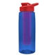 a transparent blue bottle & red lid & violet infuser the flair - 26 oz transparent tritan(tm) bottle with drink thru lid and large infuser
