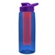 a transparent blue bottle & violet lid & red infuser the flair - 26 oz transparent tritan(tm) bottle with drink thru lid and large infuser