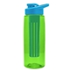 a transparent lime green bottle & cyan lid & green infuser the flair - 26 oz transparent tritan(tm) bottle with drink thru lid and large infuser