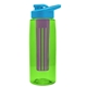 a transparent lime green bottle & cyan lid & violet infuser the flair - 26 oz transparent tritan(tm) bottle with drink thru lid and large infuser