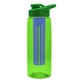 a transparent lime green bottle & green lid & blue infuser the flair - 26 oz transparent tritan(tm) bottle with drink thru lid and large infuser