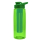 a transparent lime green bottle & green lid & green infuser the flair - 26 oz transparent tritan(tm) bottle with drink thru lid and large infuser