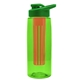 a transparent lime green bottle & green lid & red infuser the flair - 26 oz transparent tritan(tm) bottle with drink thru lid and large infuser