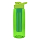 a transparent lime green bottle & lime green lid & green infuser the flair - 26 oz transparent tritan(tm) bottle with drink thru lid and large infuser