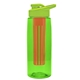 a transparent lime green bottle & lime green lid & red infuser the flair - 26 oz transparent tritan(tm) bottle with drink thru lid and large infuser
