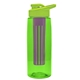 a transparent lime green bottle & lime green lid & violet infuser the flair - 26 oz transparent tritan(tm) bottle with drink thru lid and large infuser