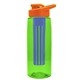 a transparent lime green bottle & orange lid & blue infuser the flair - 26 oz transparent tritan(tm) bottle with drink thru lid and large infuser