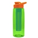 a transparent lime green bottle & orange lid & green infuser the flair - 26 oz transparent tritan(tm) bottle with drink thru lid and large infuser