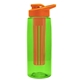 a transparent lime green bottle & orange lid & red infuser the flair - 26 oz transparent tritan(tm) bottle with drink thru lid and large infuser