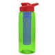 a transparent lime green bottle & red lid & blue infuser the flair - 26 oz transparent tritan(tm) bottle with drink thru lid and large infuser