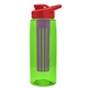 a transparent lime green bottle & red lid & violet infuser the flair - 26 oz transparent tritan(tm) bottle with drink thru lid and large infuser