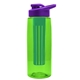 a transparent lime green bottle & violet lid & green infuser the flair - 26 oz transparent tritan(tm) bottle with drink thru lid and large infuser