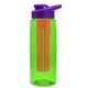 a transparent lime green bottle & violet lid & red infuser the flair - 26 oz transparent tritan(tm) bottle with drink thru lid and large infuser