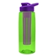 a transparent lime green bottle & violet lid & violet infuser the flair - 26 oz transparent tritan(tm) bottle with drink thru lid and large infuser