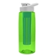 a transparent lime green bottle & white lid & green infuser the flair - 26 oz transparent tritan(tm) bottle with drink thru lid and large infuser