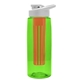 a transparent lime green bottle & white lid & red infuser the flair - 26 oz transparent tritan(tm) bottle with drink thru lid and large infuser