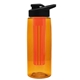 a transparent orange bottle & black lid & red infuser the flair - 26 oz transparent tritan(tm) bottle with drink thru lid and large infuser