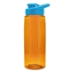 a transparent orange bottle & cyan lid & orange infuser the flair - 26 oz transparent tritan(tm) bottle with drink thru lid and large infuser