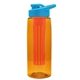 a transparent orange bottle & cyan lid & red infuser the flair - 26 oz transparent tritan(tm) bottle with drink thru lid and large infuser