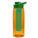 a transparent orange bottle & green lid & green infuser the flair - 26 oz transparent tritan(tm) bottle with drink thru lid and large infuser