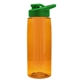 a transparent orange bottle & green lid & orange infuser the flair - 26 oz transparent tritan(tm) bottle with drink thru lid and large infuser
