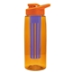 a transparent orange bottle & orange lid & blue infuser the flair - 26 oz transparent tritan(tm) bottle with drink thru lid and large infuser