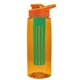 a transparent orange bottle & orange lid & green infuser the flair - 26 oz transparent tritan(tm) bottle with drink thru lid and large infuser