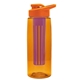 a transparent orange bottle & orange lid & violet infuser the flair - 26 oz transparent tritan(tm) bottle with drink thru lid and large infuser