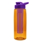 a transparent orange bottle & violet lid & violet infuser the flair - 26 oz transparent tritan(tm) bottle with drink thru lid and large infuser