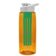 a transparent orange bottle & white lid & green infuser the flair - 26 oz transparent tritan(tm) bottle with drink thru lid and large infuser