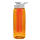 a transparent orange bottle & white lid & red infuser the flair - 26 oz transparent tritan(tm) bottle with drink thru lid and large infuser
