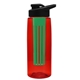 a transparent red bottle & black lid & green infuser the flair - 26 oz transparent tritan(tm) bottle with drink thru lid and large infuser