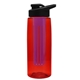 a transparent red bottle & black lid & violet infuser the flair - 26 oz transparent tritan(tm) bottle with drink thru lid and large infuser