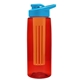 a transparent red bottle & cyan lid & orange infuser the flair - 26 oz transparent tritan(tm) bottle with drink thru lid and large infuser