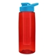 a transparent red bottle & cyan lid & red infuser the flair - 26 oz transparent tritan(tm) bottle with drink thru lid and large infuser