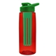 a transparent red bottle & green lid & green infuser the flair - 26 oz transparent tritan(tm) bottle with drink thru lid and large infuser