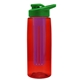 a transparent red bottle & green lid & violet infuser the flair - 26 oz transparent tritan(tm) bottle with drink thru lid and large infuser