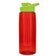 a transparent red bottle & lime green lid & red infuser the flair - 26 oz transparent tritan(tm) bottle with drink thru lid and large infuser