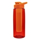 a transparent red bottle & orange lid & orange infuser the flair - 26 oz transparent tritan(tm) bottle with drink thru lid and large infuser