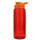 a transparent red bottle & orange lid & red infuser the flair - 26 oz transparent tritan(tm) bottle with drink thru lid and large infuser